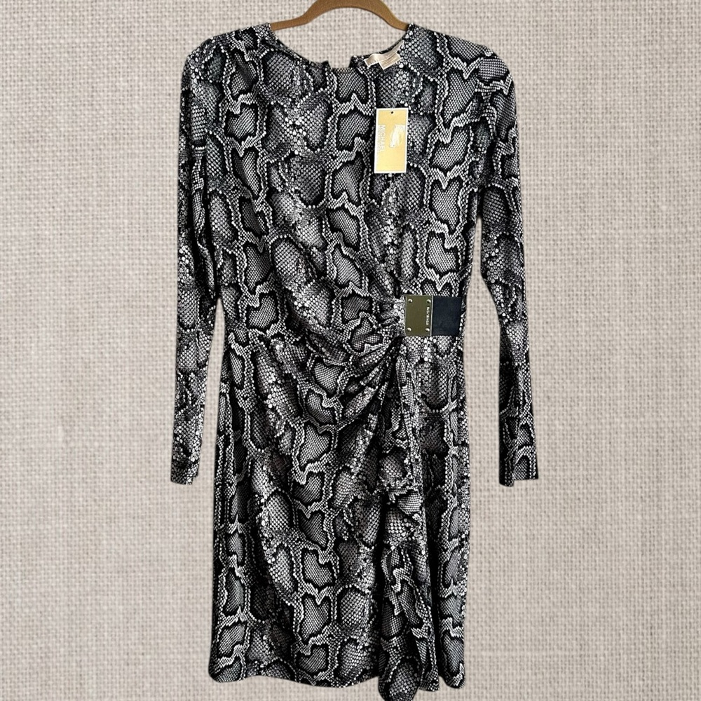 Michael Kors Snake Print Long Sleeve Dress